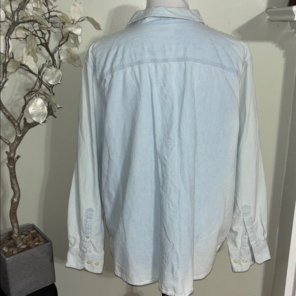 Ralph Lauren Light Blue Distressed Cotton Blouse - Picture 4 of 4